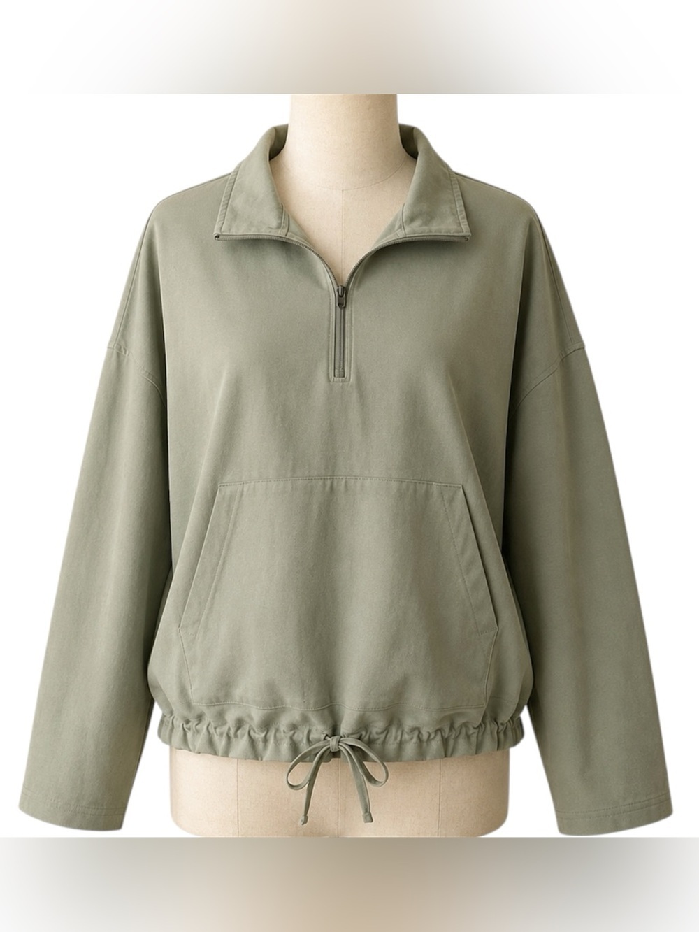 Prana Railay Woman Quarter Zip Sage Pullover Jacket Kangaroo Pocket Size Small